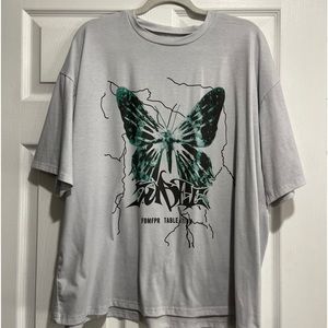 shein oversized white butterfly t shirt